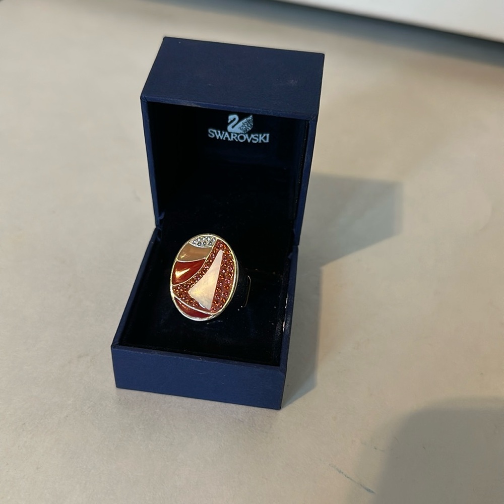 Swarovski Red jeweled Sail boat Ring